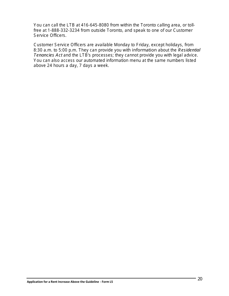Instructions for Form L5 Application for a Rent Increase Above the Guideline Order - Ontario, Canada, Page 21