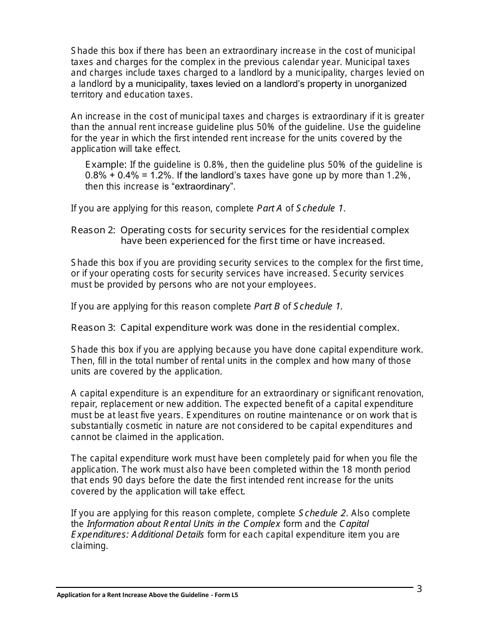 Instructions for Form L5 Application for a Rent Increase Above the Guideline Order - Ontario, Canada, Page 4