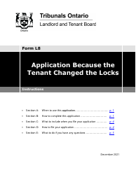 Document preview: Instructions for Form L8 Application Because the Tenant Changed the Locks - Ontario, Canada