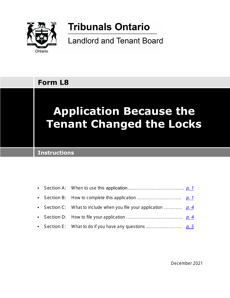 Download Instructions for Form L8 Application Because the Tenant