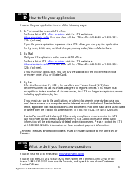 Instructions for Form L9 Application to Collect Rent the Tenant Owes - Ontario, Canada, Page 9