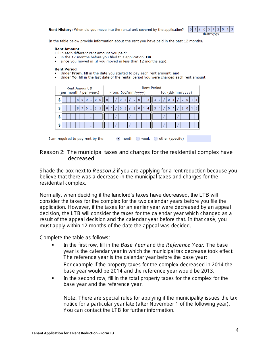 Instructions for Form T3 Tenant Application for a Rent Reduction - Ontario, Canada, Page 5