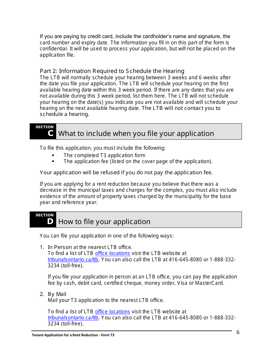 Instructions for Form T3 Tenant Application for a Rent Reduction - Ontario, Canada, Page 7