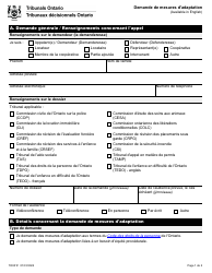Document preview: Forme TO001 Demande De Mesures D'adaptation - Ontario, Canada (French)