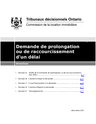 Document preview: Instruction pour Demande De Prolongation Ou De Raccourcissement D'un Delai - Ontario, Canada (French)