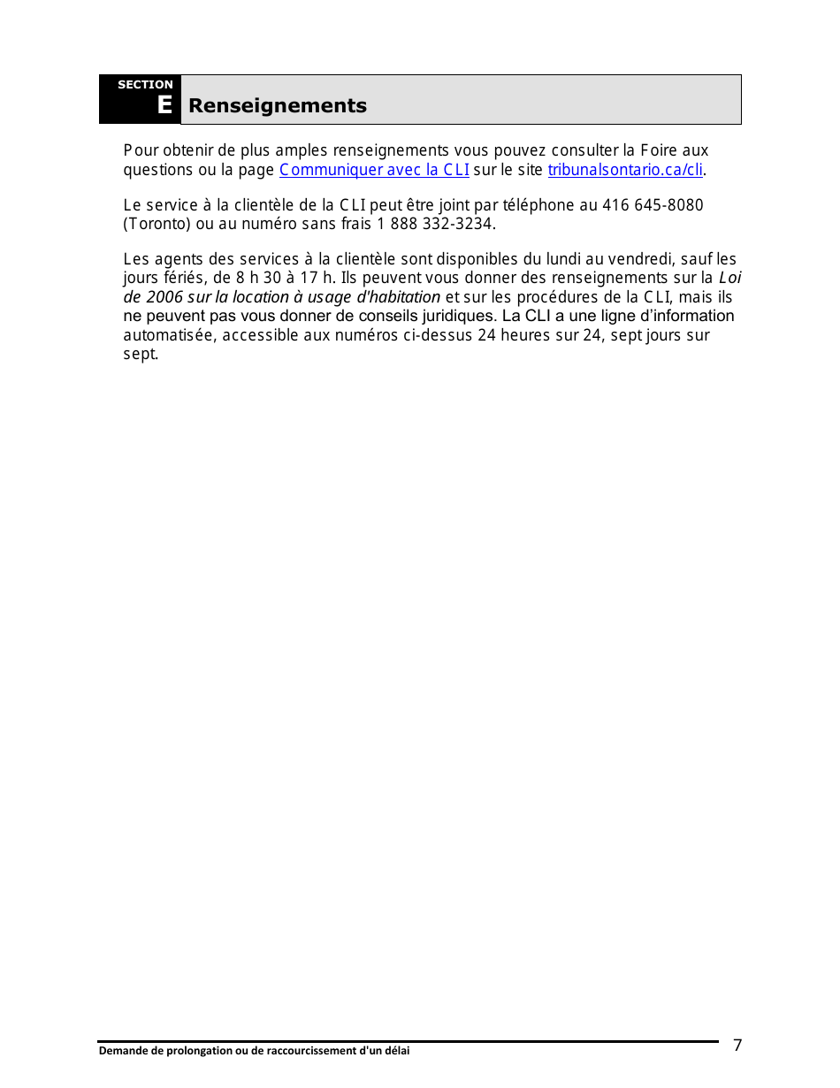 Instruction pour Demande De Prolongation Ou De Raccourcissement Dun Delai - Ontario, Canada (French), Page 8