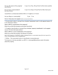 Property Assessment Appeal Form - Ontario, Canada, Page 5