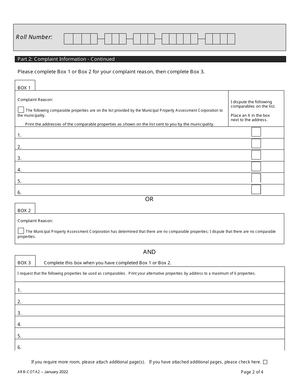 Form ARB-COTA2 City of Toronto Act Complaint - Comparables - Ontario, Canada, Page 5
