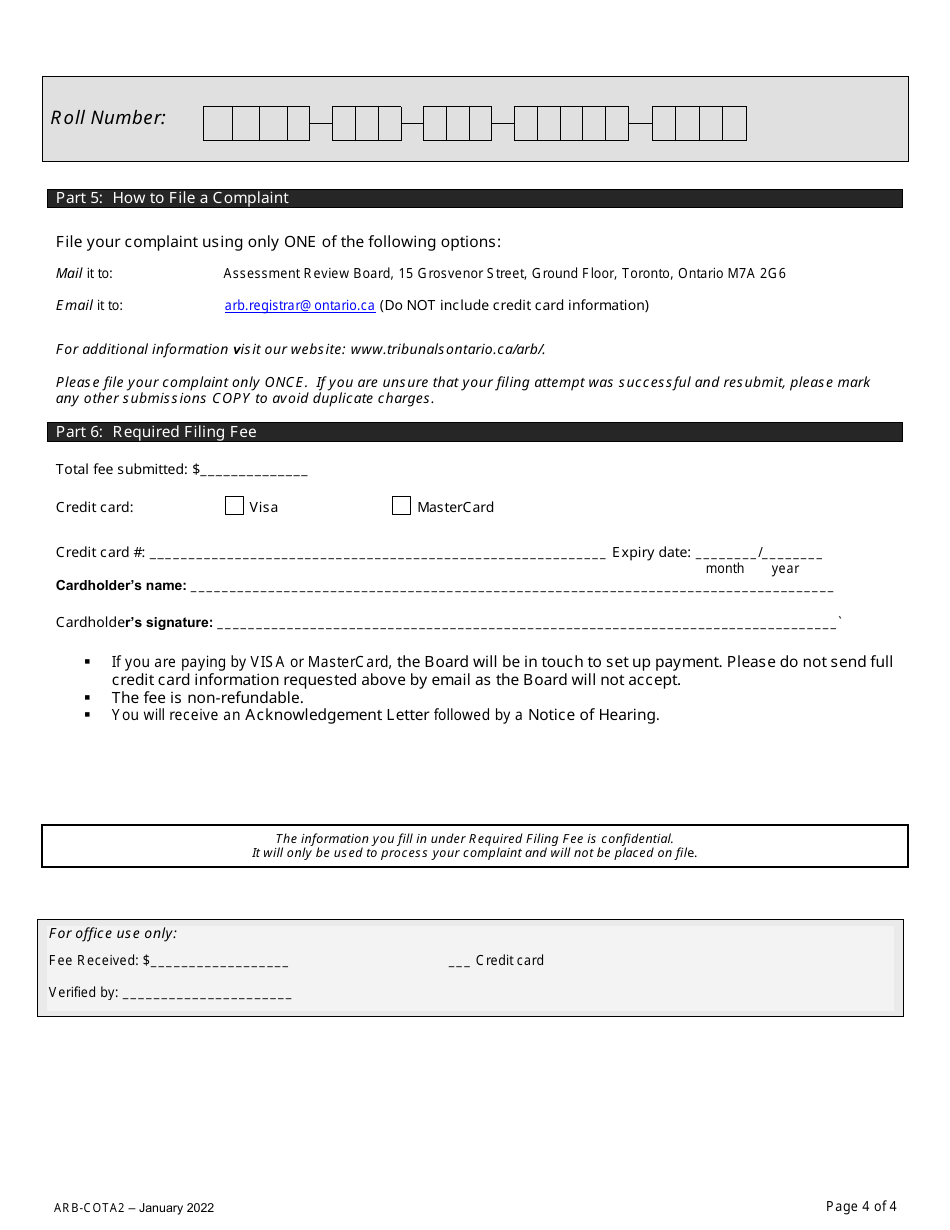 Form ARB-COTA2 City of Toronto Act Complaint - Comparables - Ontario, Canada, Page 7