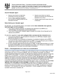 Formulaire D&#039;appel D&#039;une Evaluation Fonciere De La Cref - Ontario, Canada (French)