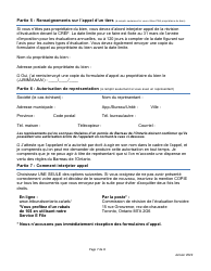 Formulaire D&#039;appel D&#039;une Evaluation Fonciere De La Cref - Ontario, Canada (French), Page 7