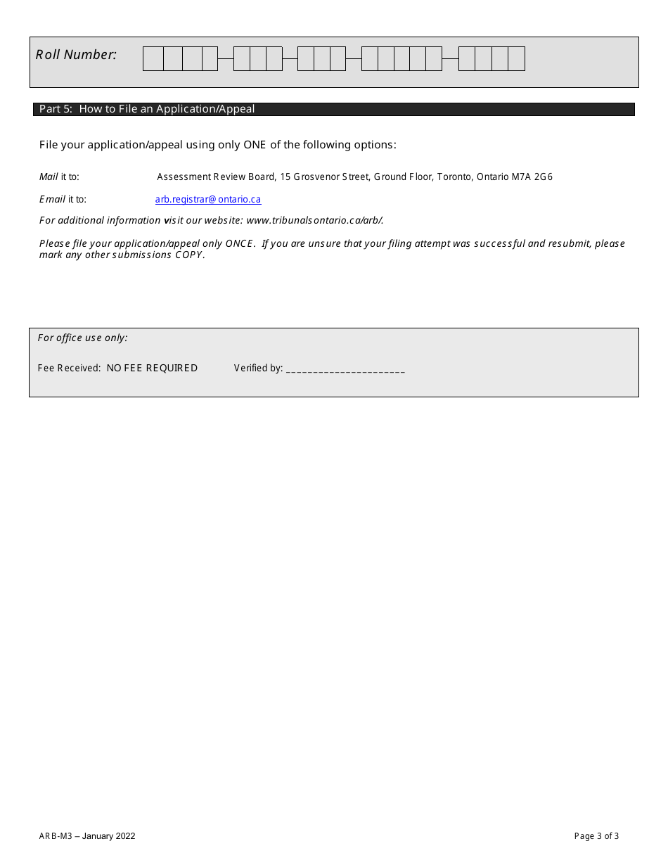 Form ARB-M3 Municipal Act Application / Appeal - Sickness or Poverty - Ontario, Canada, Page 6