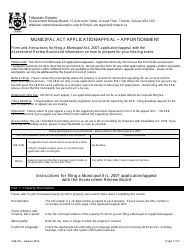 Form ARB-M5 Municipal Act Application/Appeal - Apportionment - Ontario, Canada