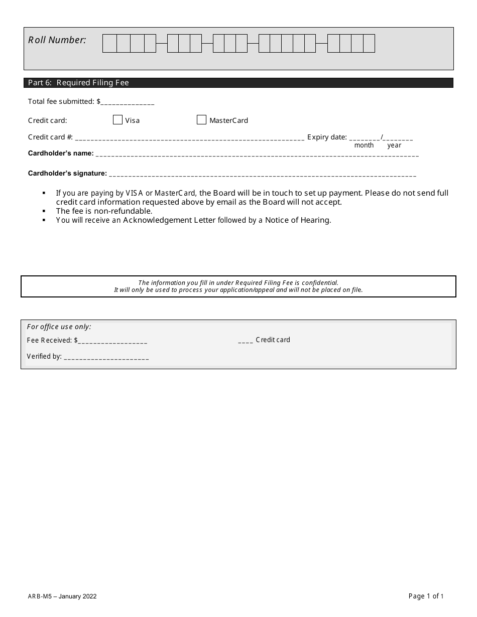 Form ARB-M5 Municipal Act Application / Appeal - Apportionment - Ontario, Canada, Page 8