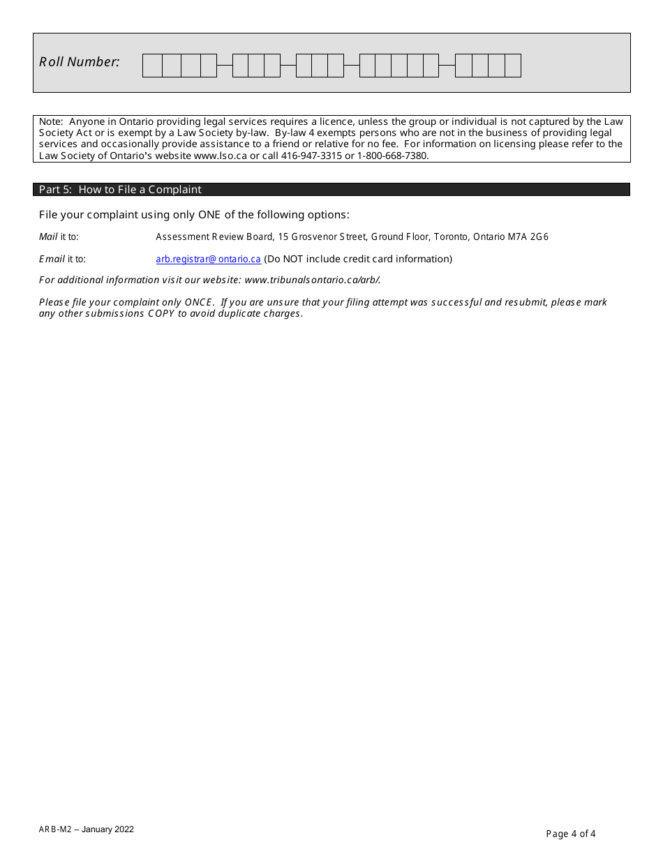 Form ARB-M2 Municipal Act Complaint - Comparables - Ontario, Canada, Page 7