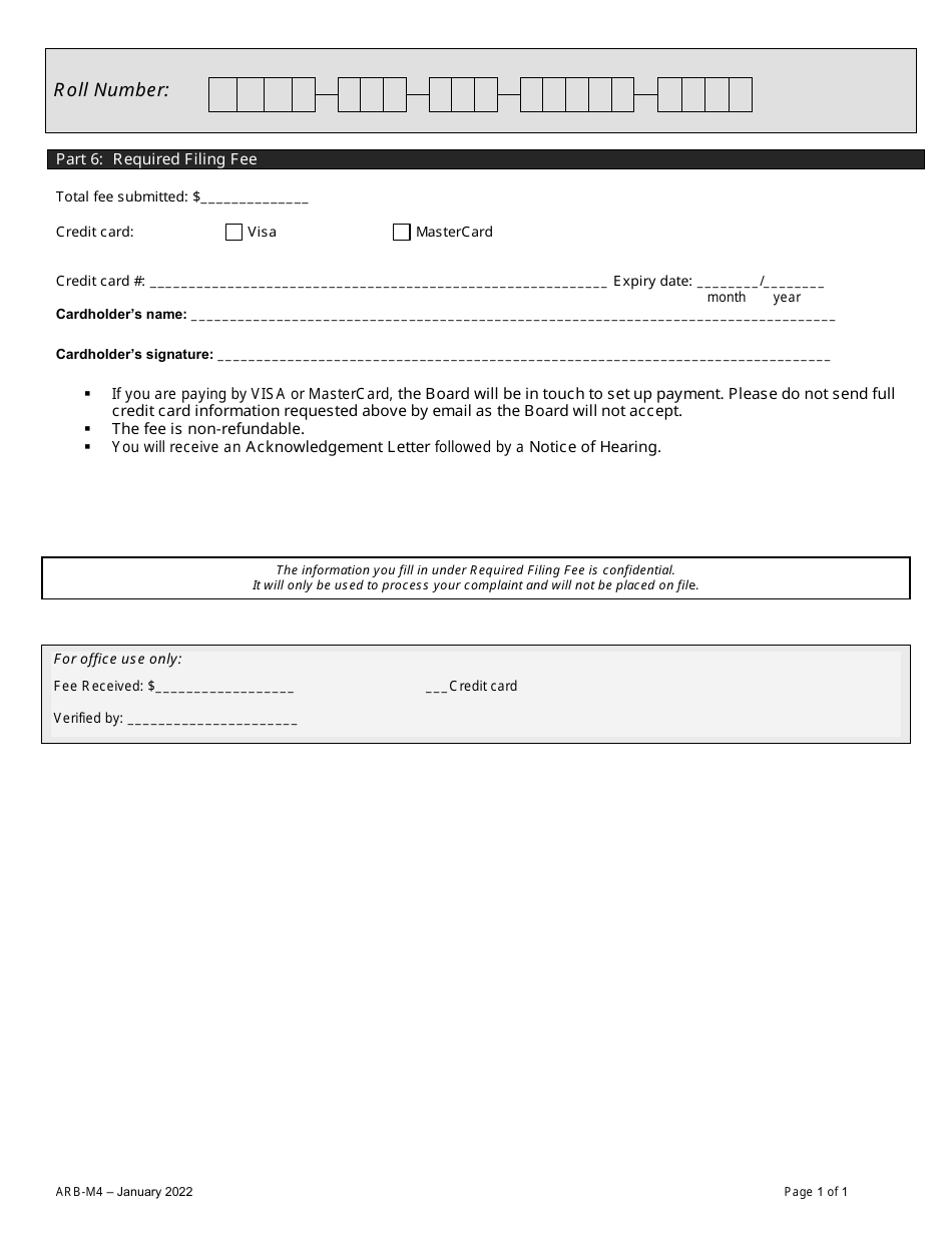 Form ARB-M4 Municipal Act Complaint - Vacant Unit Rebate - Ontario, Canada, Page 7