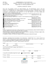 Form DPP-156 Central Registry Check - Kentucky