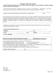 Form DCC-374 Child Care Central Registry Check - Kentucky, Page 2