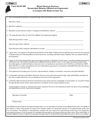 Document preview: Form 941AF-ME Nonresident Member Affidavit and Agreement to Comply With Maine Income Tax - Maine