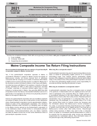 Document preview: Schedule 1040C-ME Worksheet for Composite Filing of Maine Income Tax for Nonresident Owners - Maine, 2021