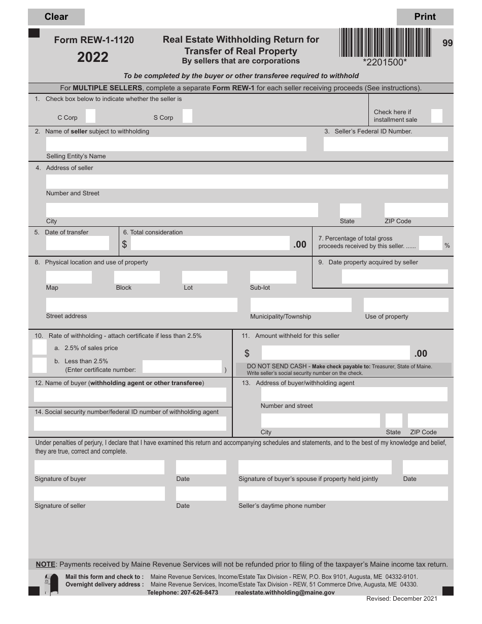 Form REW11120 Download Fillable PDF or Fill Online Real Estate
