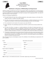Form REW-4 &quot;Notification to Buyer(S) of Withholding Tax Requirement&quot; - Maine