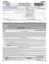 Document preview: Form W-3ME Reconciliation of Maine Income Tax Withheld - Maine, 2022