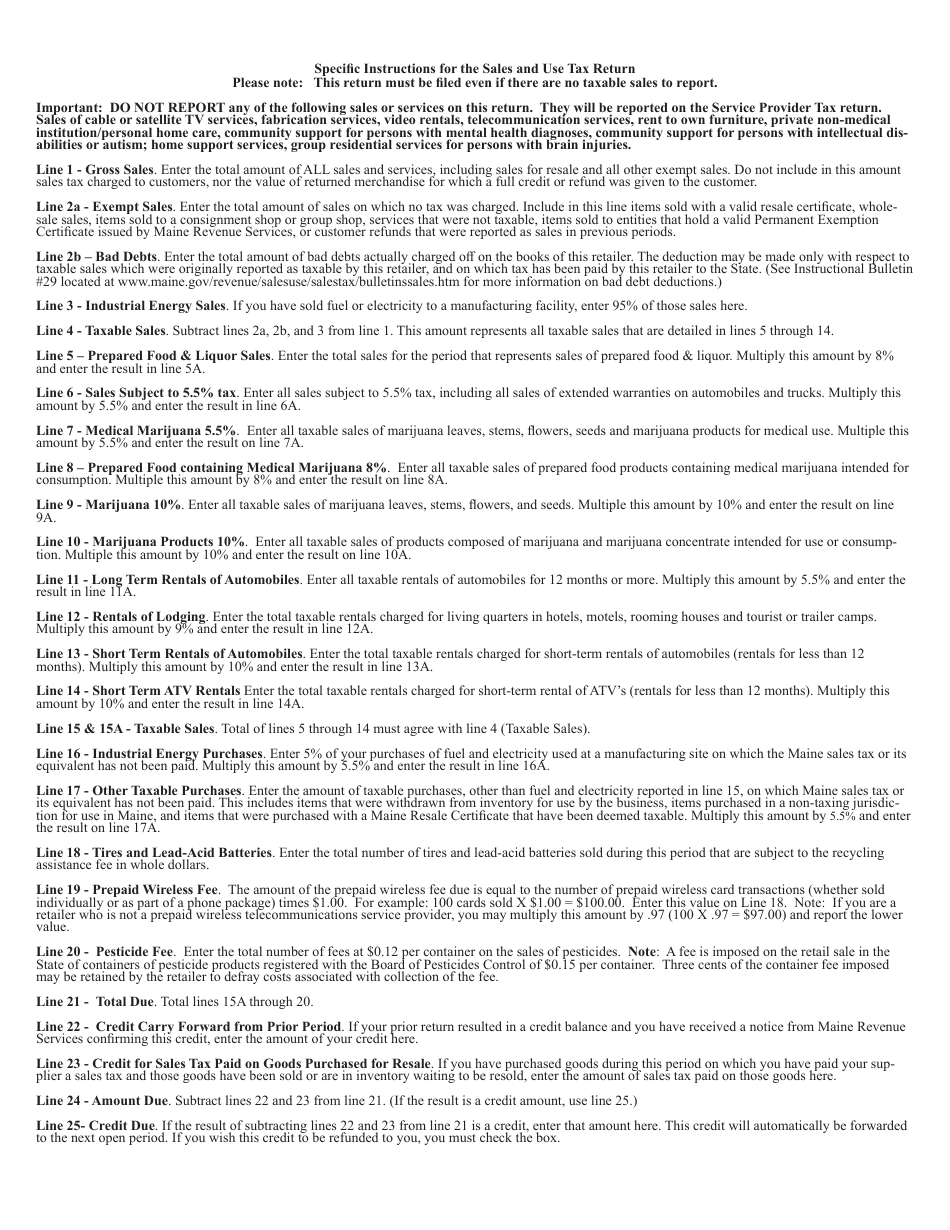 Form ST-7 Sales and Use Tax Return - Maine, Page 3