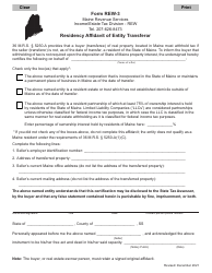 Form REW-3 &quot;Residency Affidavit of Entity Transferor&quot; - Maine