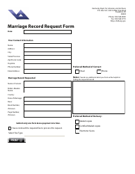 Document preview: Marriage Record Request Form - Kentucky