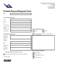 Document preview: Probate Record Request Form - Kentucky