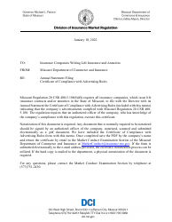 Certificate of Compliance With Advertising Rules - Missouri