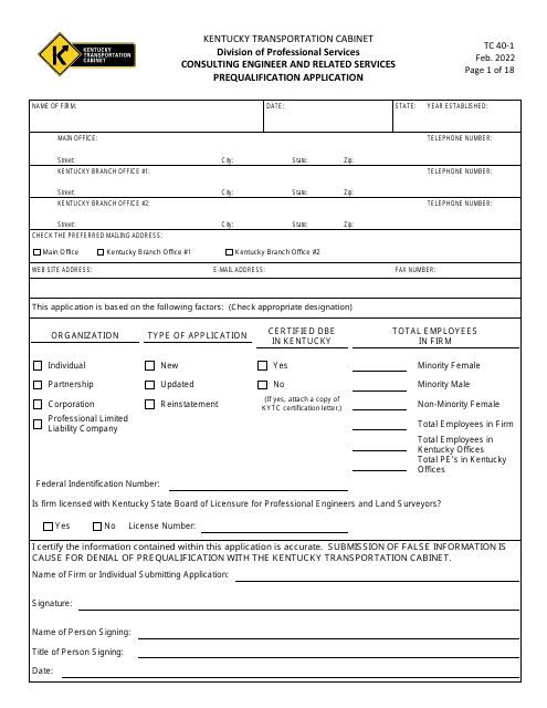 Form TC40-1  Printable Pdf