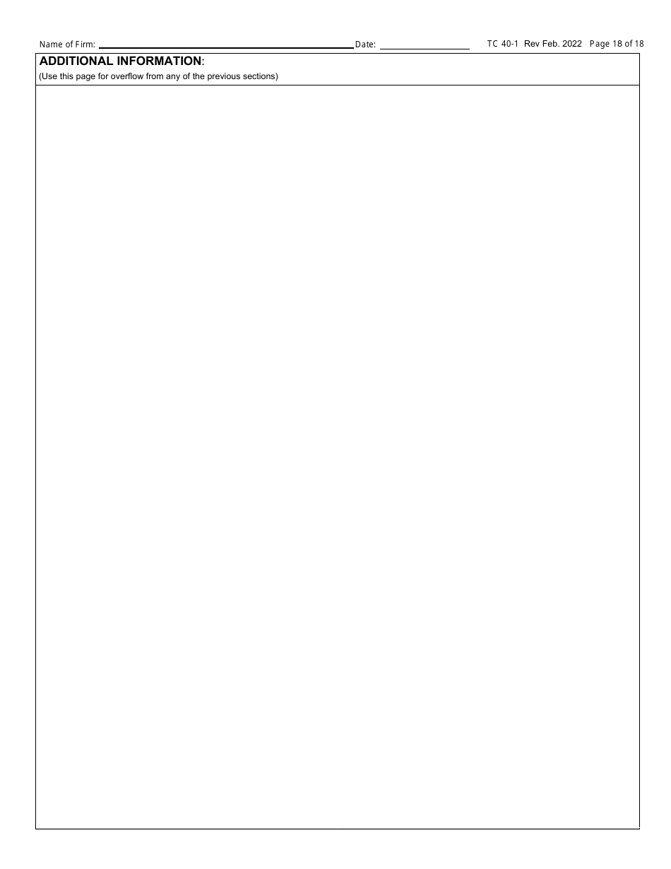 Form TC40-1 Consulting Engineer and Related Services Prequalification Application - Kentucky, Page 18