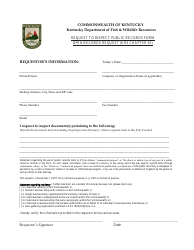 Document preview: Request to Inspect Public Records Form Open Records Request (Krs Chapter 61) - Kentucky