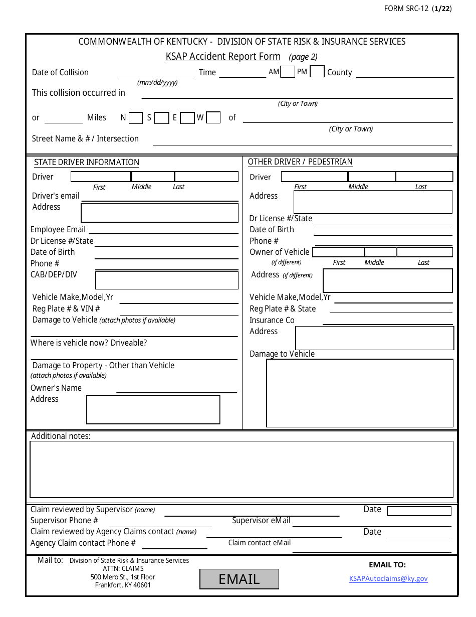 Form SRC-12 Download Fillable PDF or Fill Online Ksap Accident Report ...