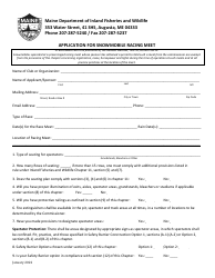 &quot;Application for Snowmobile Racing Meet&quot; - Maine