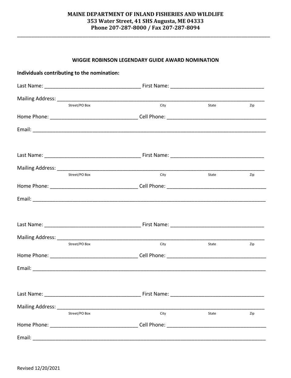 Wiggie Robinson Legendary Guide Award Nomination - Maine, Page 3