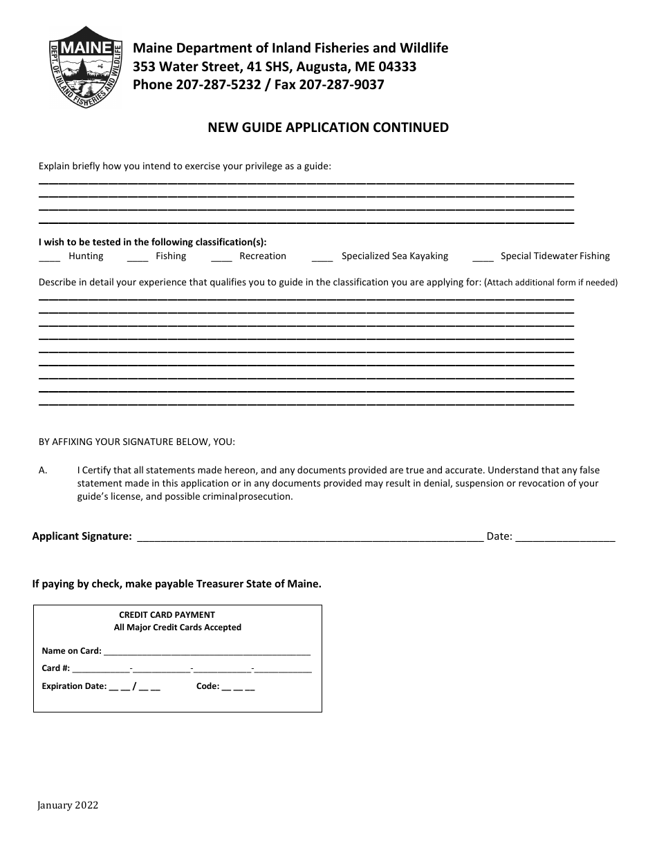 New Guide License Application - Maine, Page 3