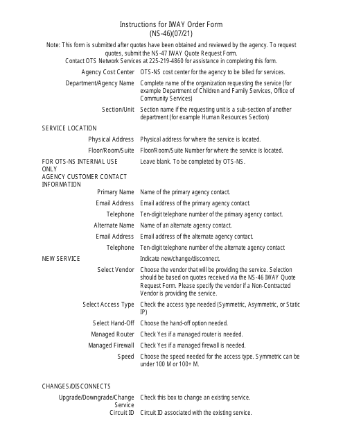 Form NS-46  Printable Pdf