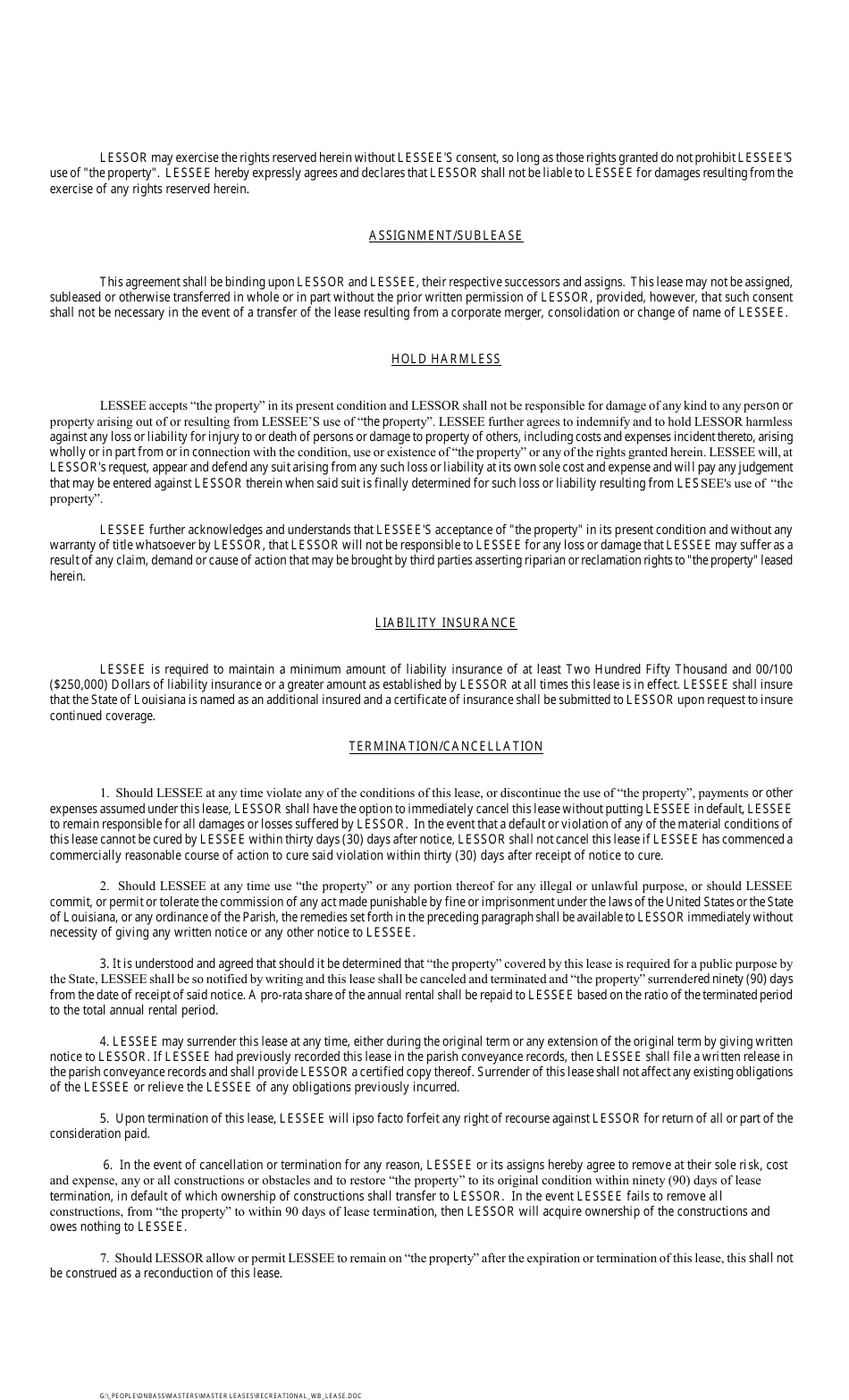 Recreational Water Bottom Lease - Louisiana, Page 3