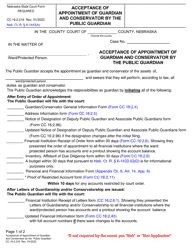 Form CC16:2.216 Acceptance of Appointment of Guardian and Conservator by the Public Guardian - Nebraska