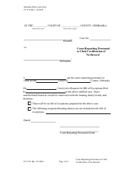 Document preview: Form CC9:94 Court Reporting Personnel or Clerk Certification of No Record - Nebraska