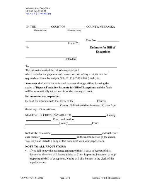 Form CC9:93  Printable Pdf