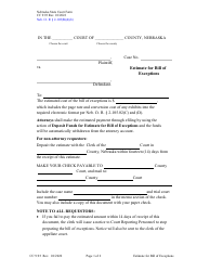 Form CC9:93 Estimate for Bill of Exceptions - Nebraska