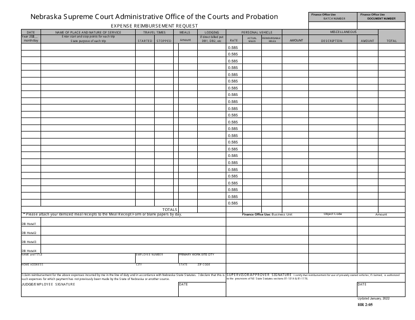 Form HR2:05  Printable Pdf