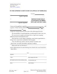 Document preview: Form CH2ART1APP1 Motion for 30-day Extension of Brief Non-advanced Cases - Nebraska