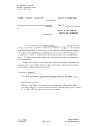 Document preview: Form CH6ART22APP3 Notice of Intent to Offer Documents - Nebraska