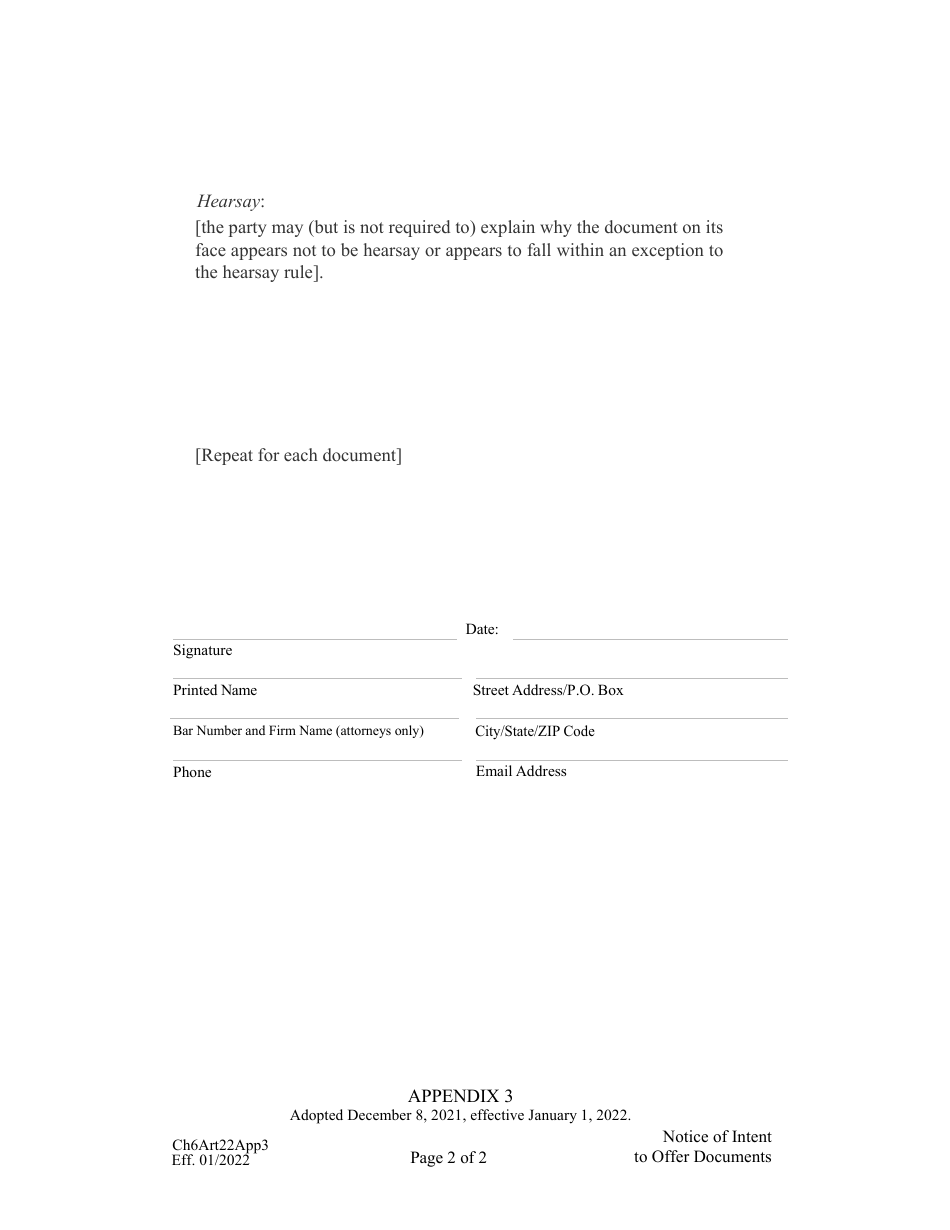 Form CH6ART22APP3 Notice of Intent to Offer Documents - Nebraska, Page 2