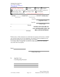 Document preview: Form CC9:91 Notice of Failure to Pay Estimated Cost of Bill of Exceptions - Nebraska
